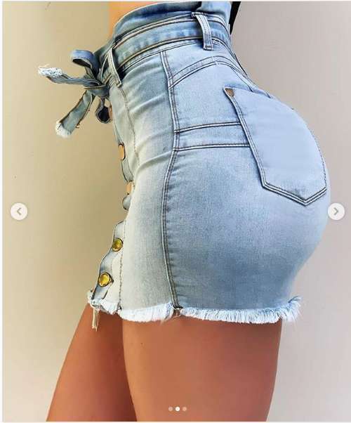 European and American high waist elastic lace-up denim skirt single-breasted street net red casual bag hip skirt