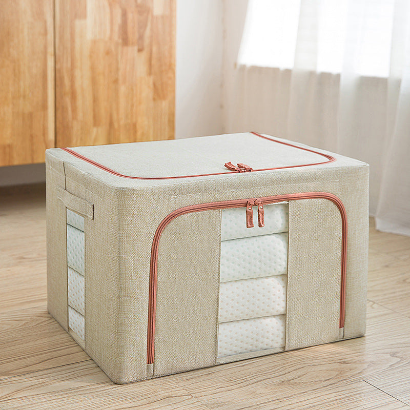 Transparent storage box Oxford cloth steel frame storage box washed quilt clothes large foldable storage box