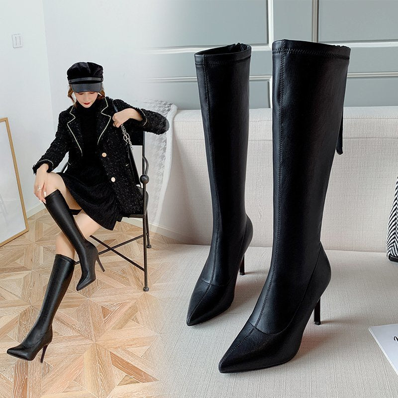 Slender legs are thin and sexy pointed high boots new stiletto high-heeled boots women's elastic boots