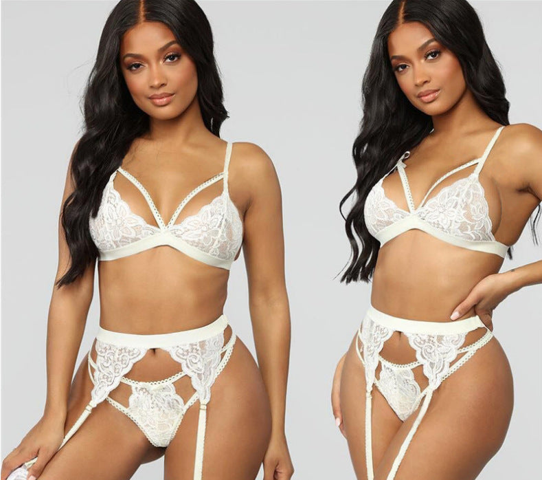 New hot-selling sexy underwear sexy women's lace three-piece underwear sexy suit