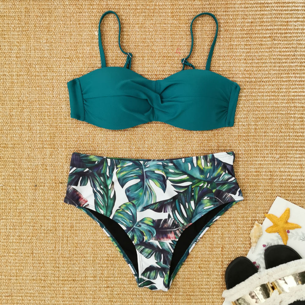 European and America print swimsuit