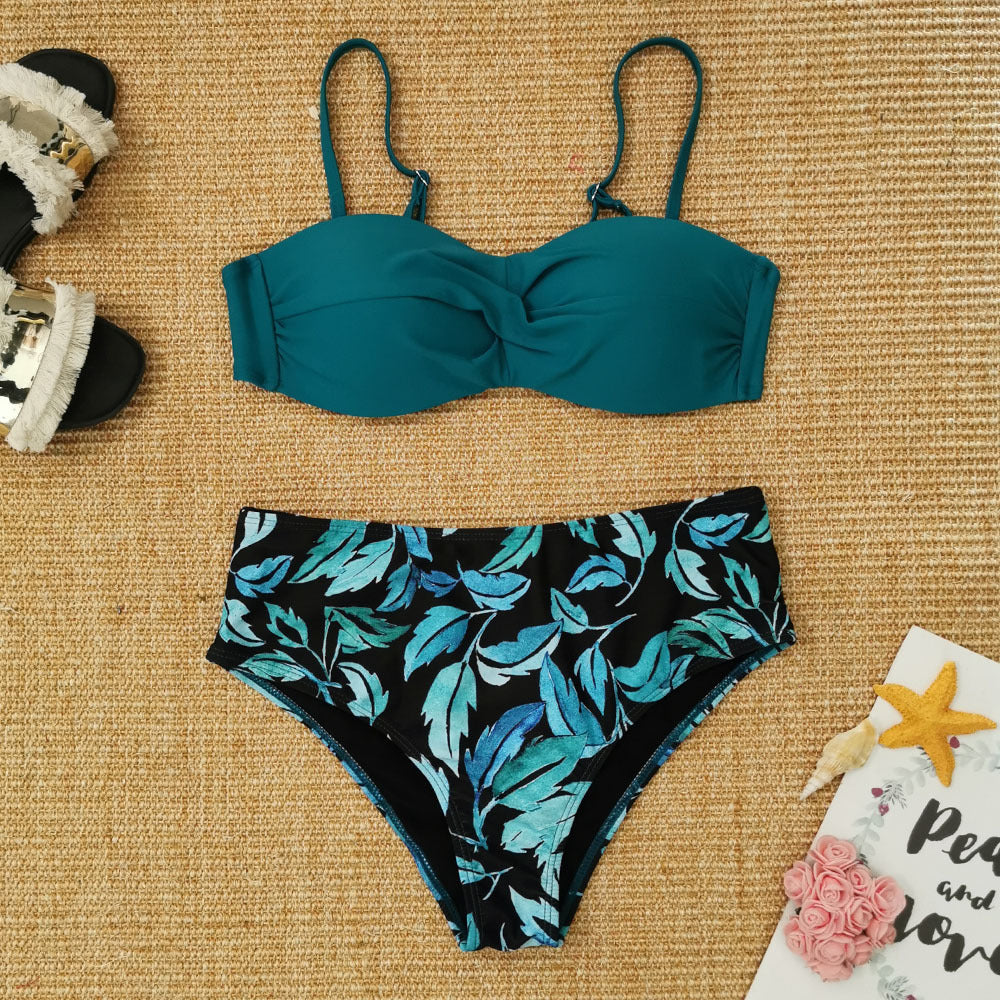 European and America print swimsuit