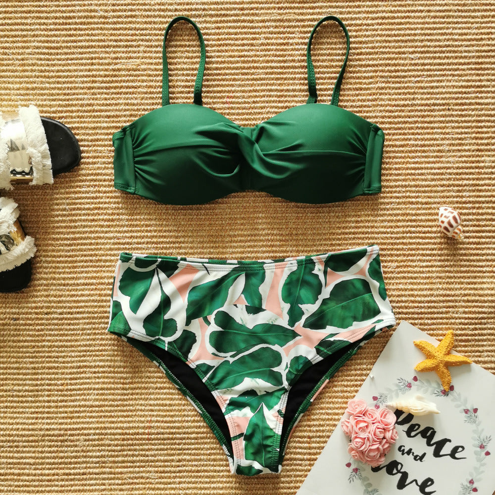 European and America print swimsuit