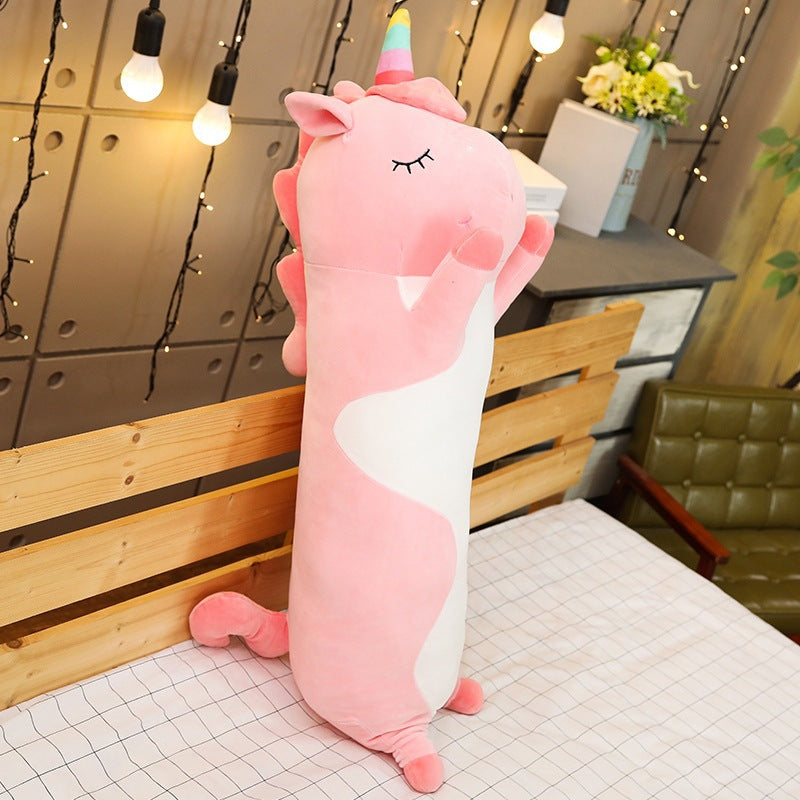 New cartoon long striped dinosaur plush toy pillow unicorn sleeping pillow girl holiday gift