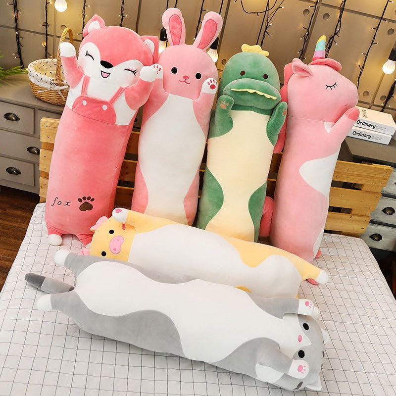 New cartoon long striped dinosaur plush toy pillow unicorn sleeping pillow girl holiday gift