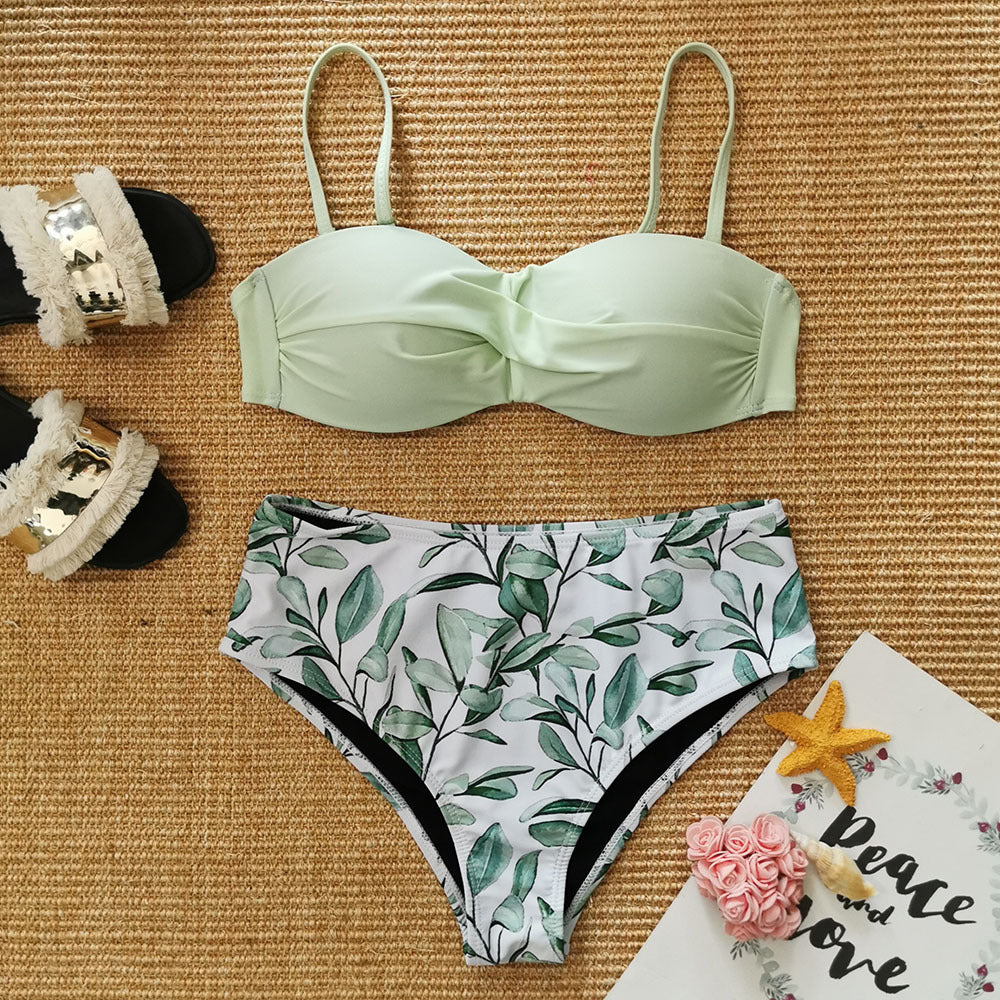 European and America print swimsuit