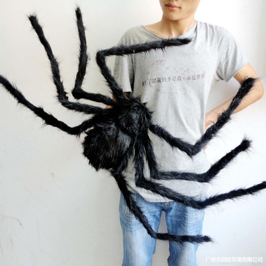Halloween spider bar decoration black plush spider plush toy fake spider web spider silk Halloween