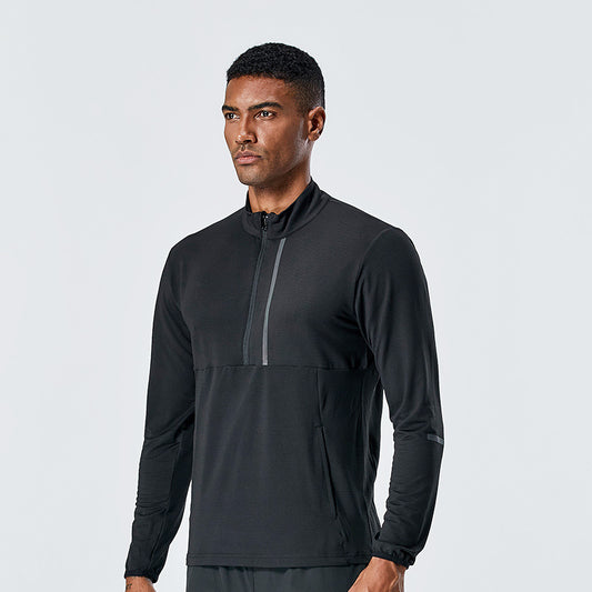 New half zipper leisure long sleeve stand-up collar men's fitness training suit outdoor mountaineering running sportswear