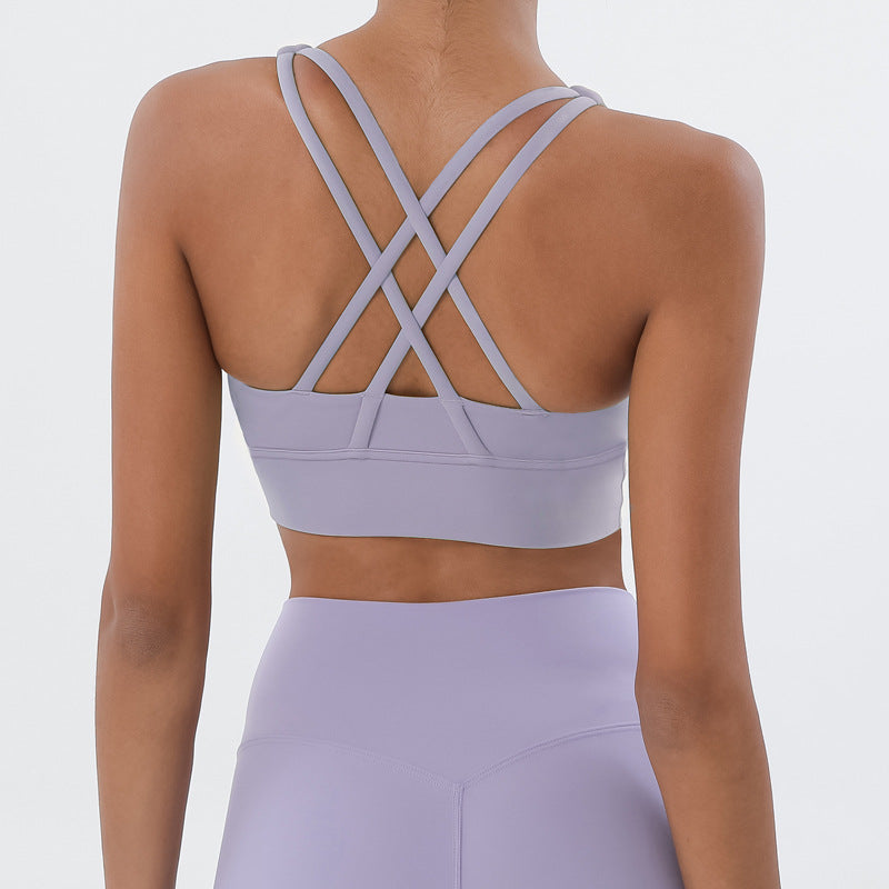 New double-sided sanding cross beautiful back sports underwear shockproof gathering yoga sports bra fitness vest