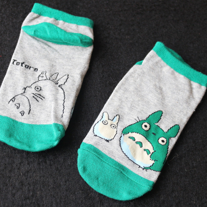 New women's cotton boat socks cartoon Totoro sports breathable sweat-absorbent cotton socks