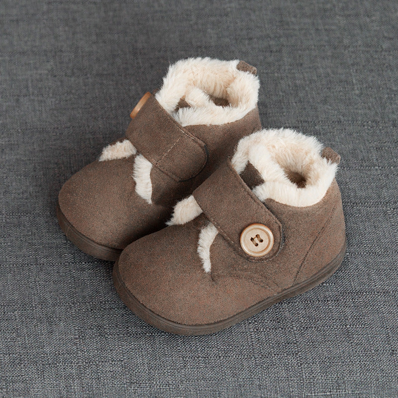 New men's and women's baby cotton shoes 1-3 winter men's plus velvet thickened soft sole children's shoes, outer wear warm shoes