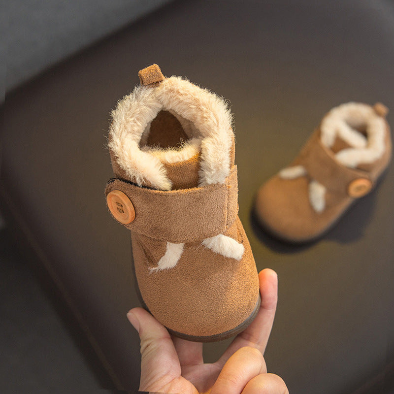 New men's and women's baby cotton shoes 1-3 winter men's plus velvet thickened soft sole children's shoes, outer wear warm shoes