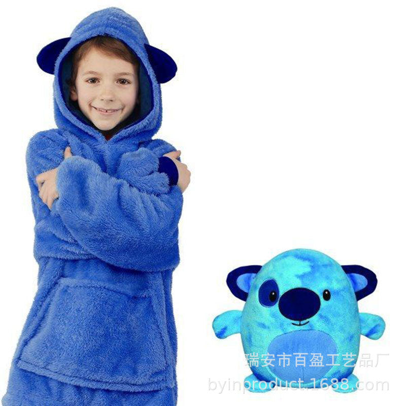 Children's cartoon pillow pajamas winter clothes kids home warm nightgown lazy TV blanket