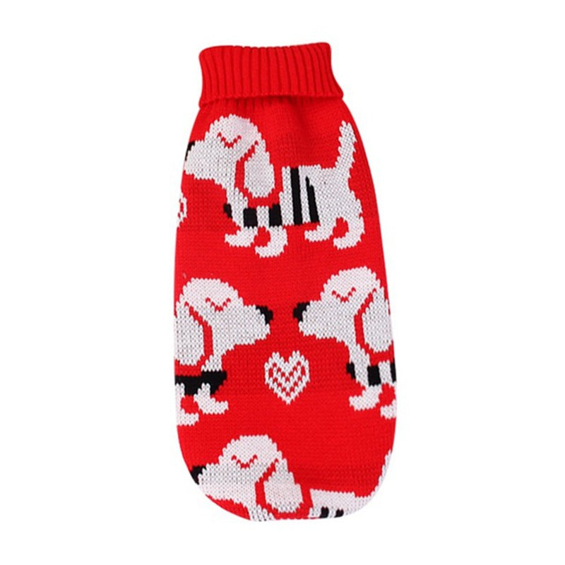 Christmas Reindeer Maple Snowflake Festive Pet Clothes Turtleneck Knit Sweater Dog Cat Costume