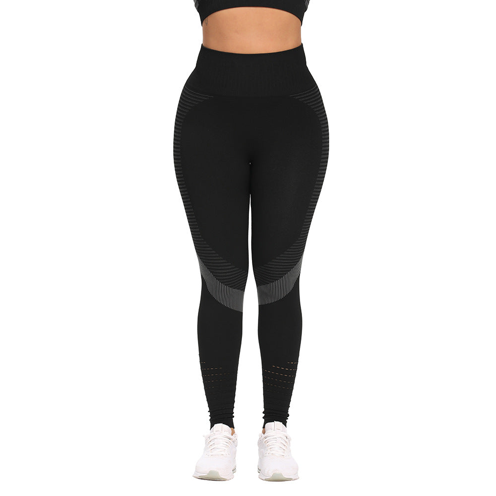 New Seamless Hollow Yoga Pants Women's Seamless Fitness Clothes Slim Hip Leggings