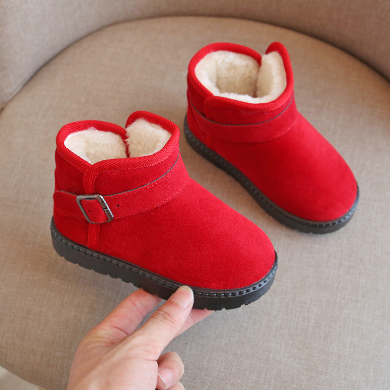 Winter children's shoes plus velvet cotton shoes children snow boots waterproof non-slip baby soft sole outdoor large cotton