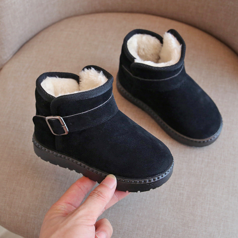 Winter children's shoes plus velvet cotton shoes children snow boots waterproof non-slip baby soft sole outdoor large cotton