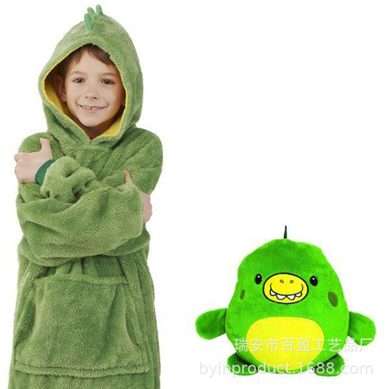 Children's cartoon pillow pajamas winter clothes kids home warm nightgown lazy TV blanket