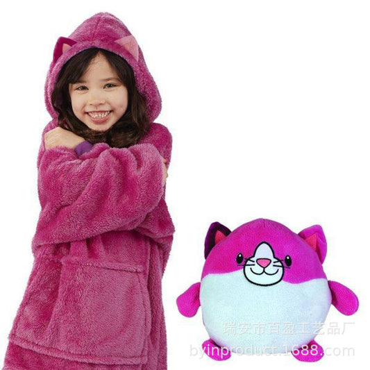 Children's cartoon pillow pajamas winter clothes kids home warm nightgown lazy TV blanket