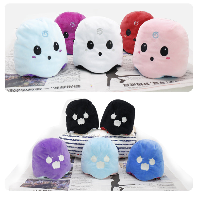 Cross-border explosion of cute flipped luminous ghost dolls double-sided expressions can be flipped plush toys Halloween gifts
