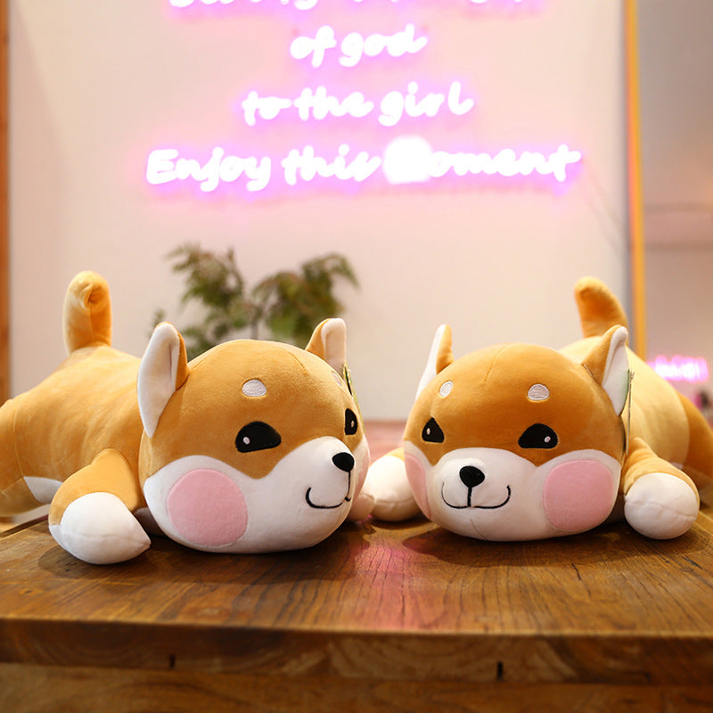 New style sleep with legs clamp big pillow lying Shiba Inu doll plush toy children rag doll creative cartoon toy