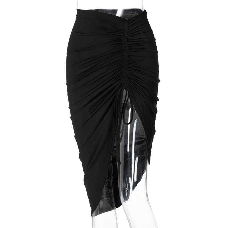 Europe and the United States hot-selling sexy skirt slim slim drawstring skirt