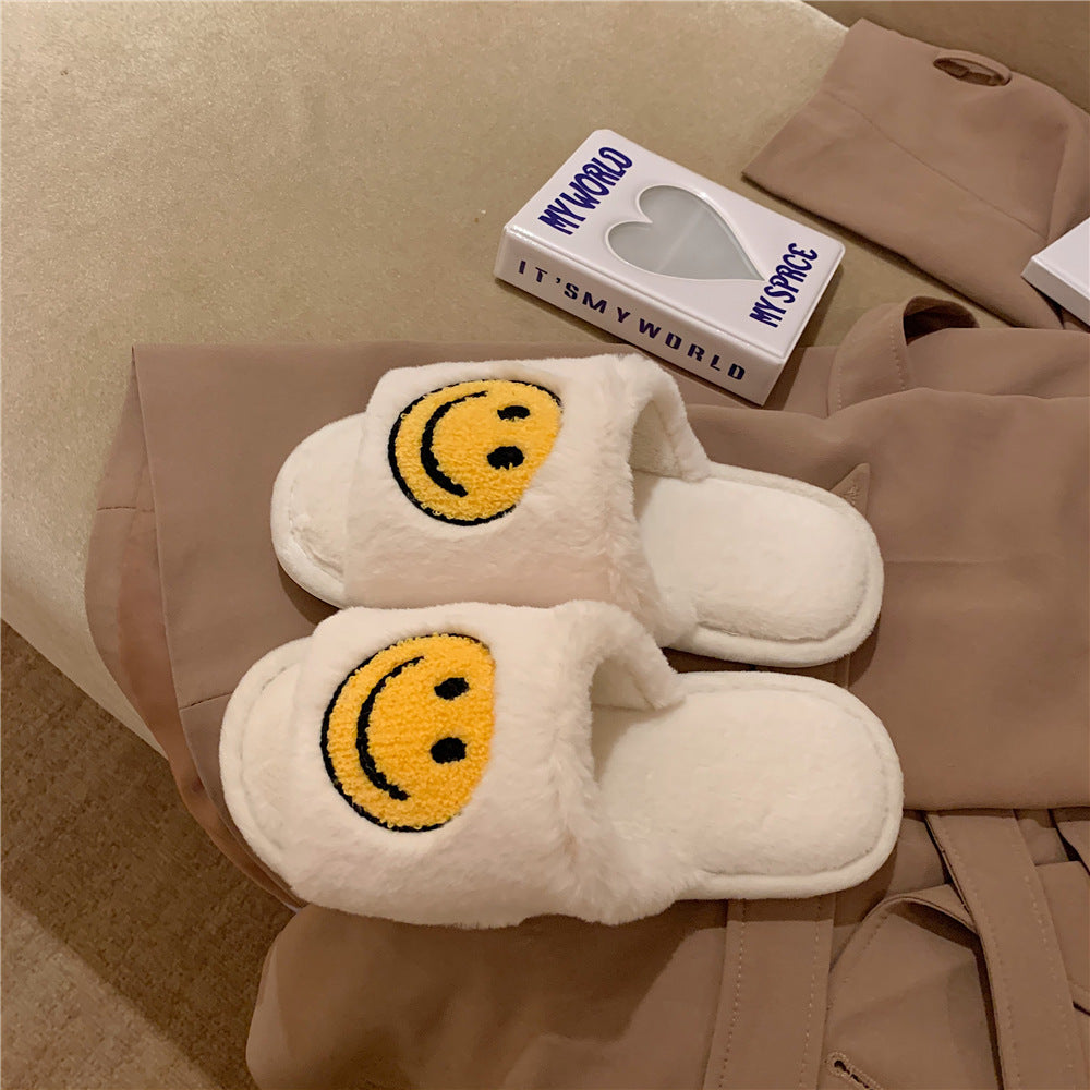 Trendy couple cartoon cotton slippers indoor home warm plush soft bottom cute cotton shoes