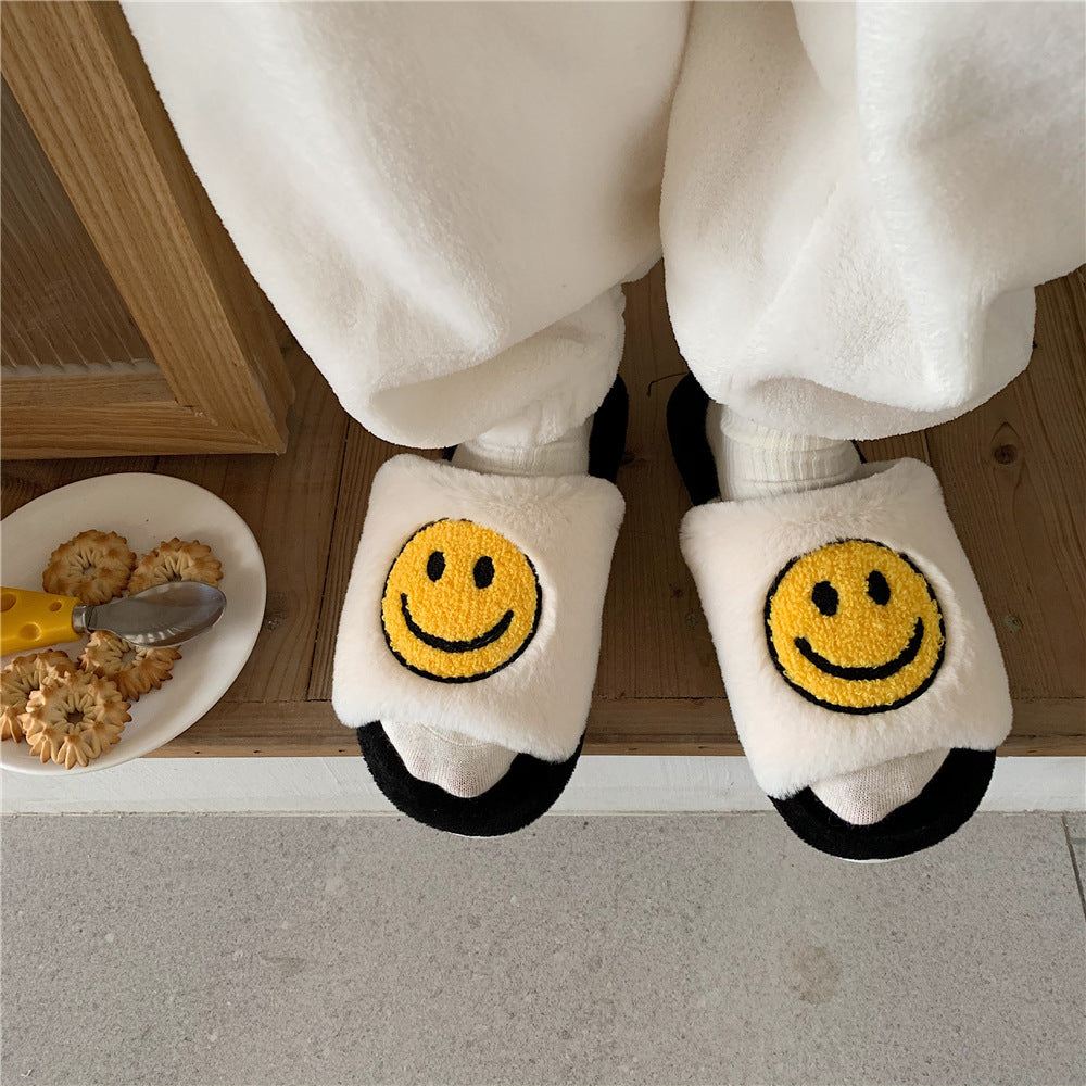 Trendy couple cartoon cotton slippers indoor home warm plush soft bottom cute cotton shoes