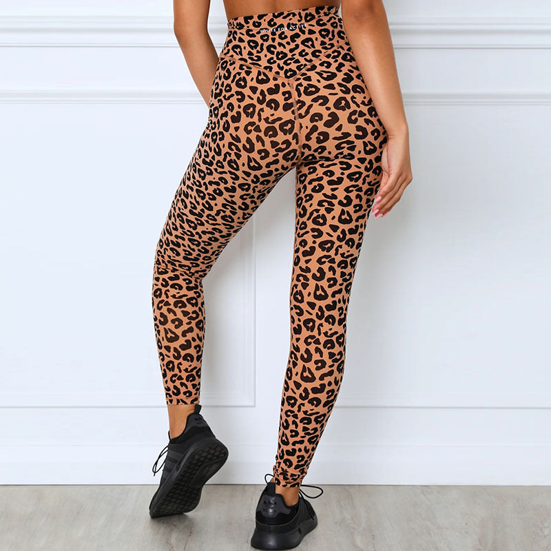 New yoga clothing suit yoga tight-fitting exercise fitness leopard print suit ladies fitness clothing