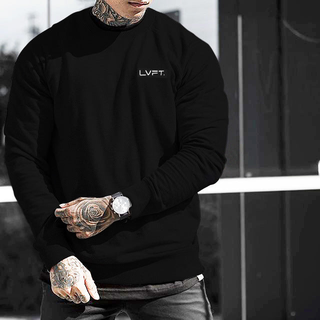 LVFT new fitness fashion men's autumn round neck new t-long-sleeved T-shirt sports running training tight-fitting breathable sweater