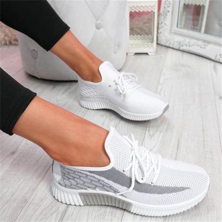 Fashion flying woven round toe breathable casual sneakers