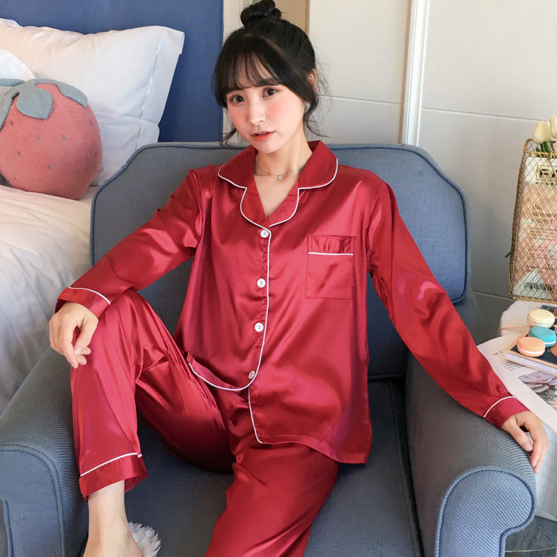 Pajamas women's long-sleeved silk home wear