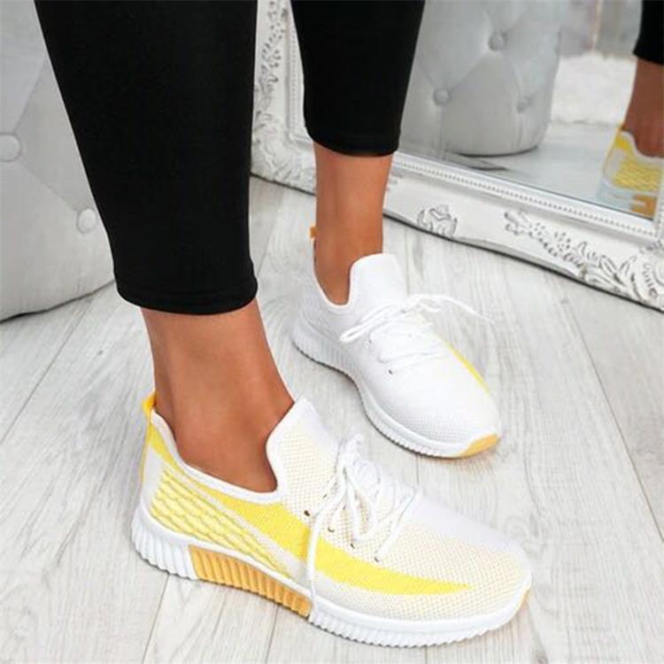 Fashion flying woven round toe breathable casual sneakers