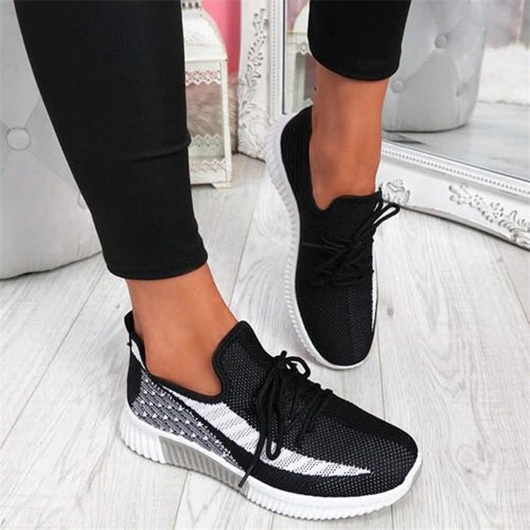 Fashion flying woven round toe breathable casual sneakers