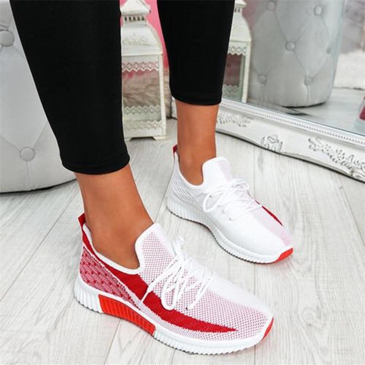 Fashion flying woven round toe breathable casual sneakers