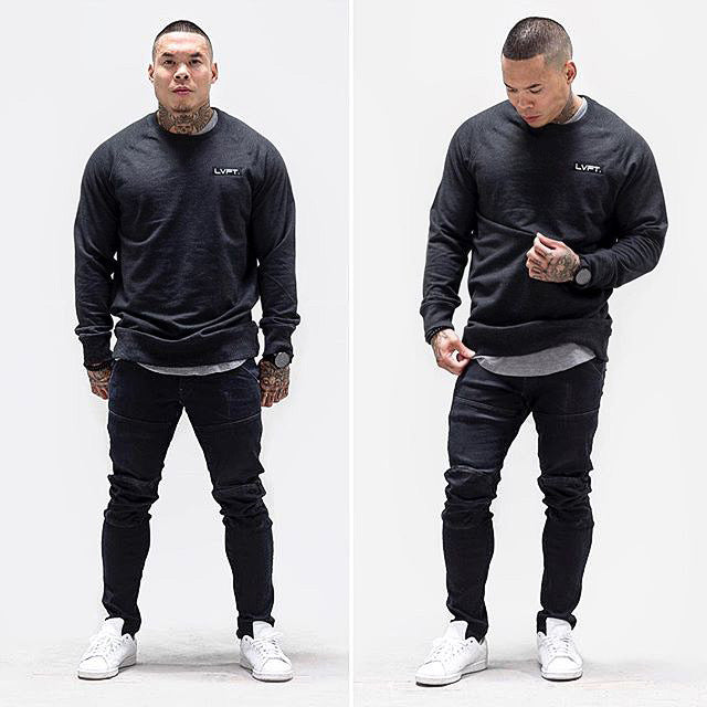 LVFT new fitness fashion men's autumn round neck new t-long-sleeved T-shirt sports running training tight-fitting breathable sweater