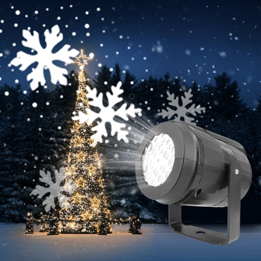 LED Christmas Snow Light White Snowstorm Rotating Projection Light Film Pattern Light Halloween Laser Stage Light