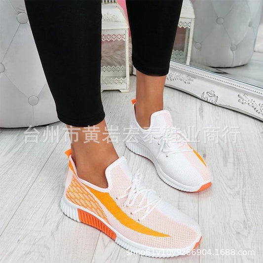 Fashion flying woven round toe breathable casual sneakers