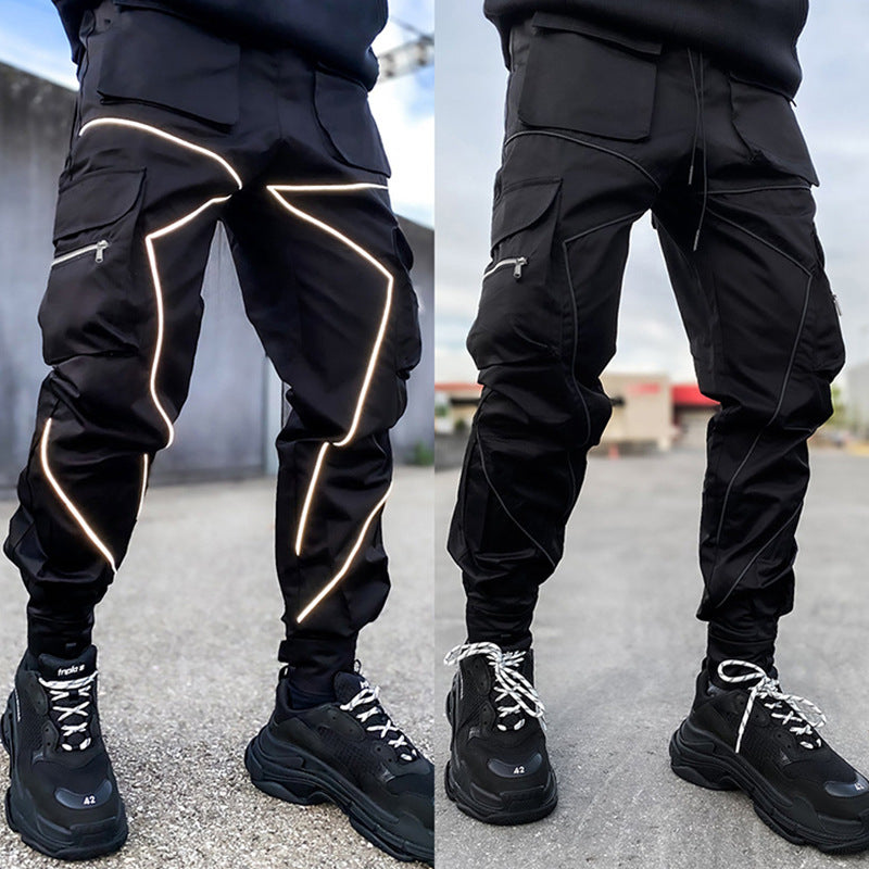 Cross-border autumn new casual pants male Korean style trendy brand multi-pocket overalls loose straight outdoor running long pants