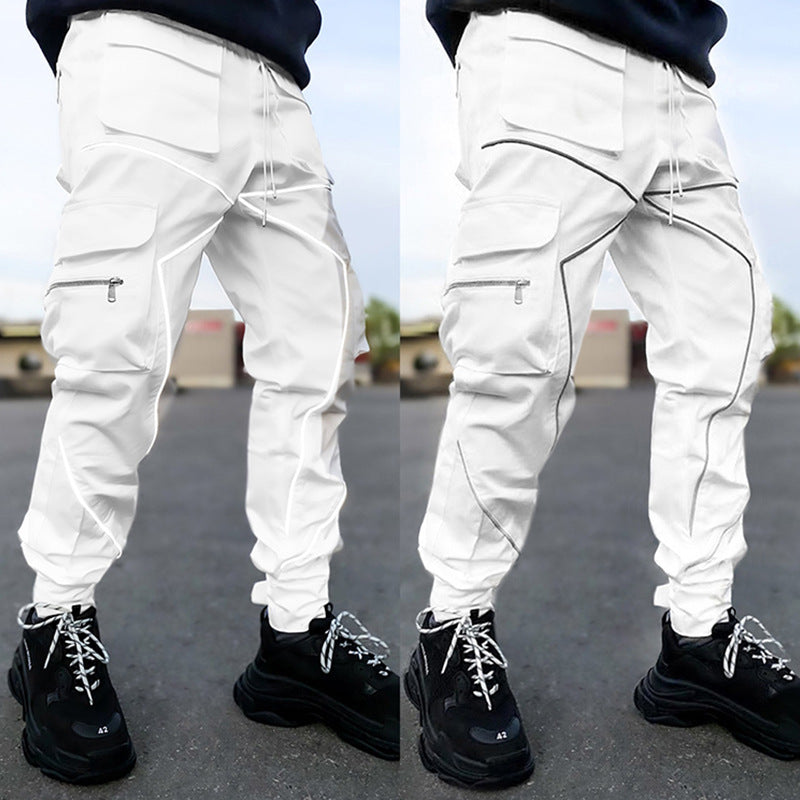 Cross-border autumn new casual pants male Korean style trendy brand multi-pocket overalls loose straight outdoor running long pants