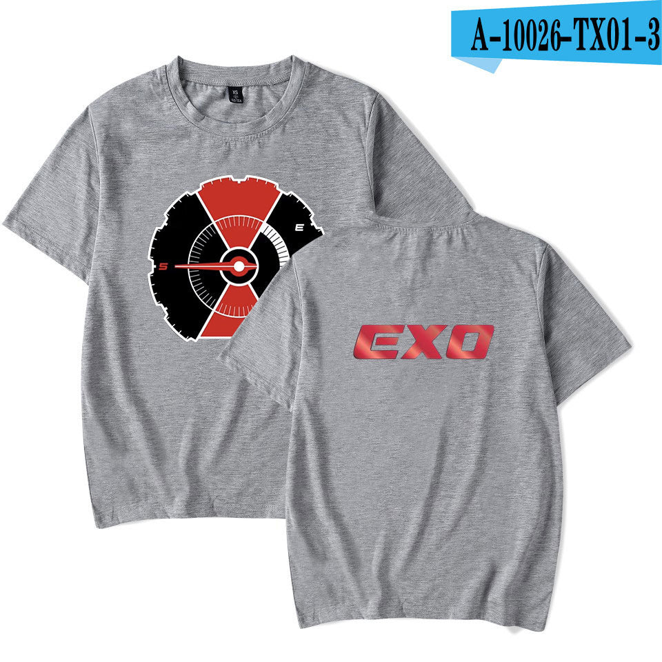 Korean version of the trendy EXO men's short-sleeved T-shirt