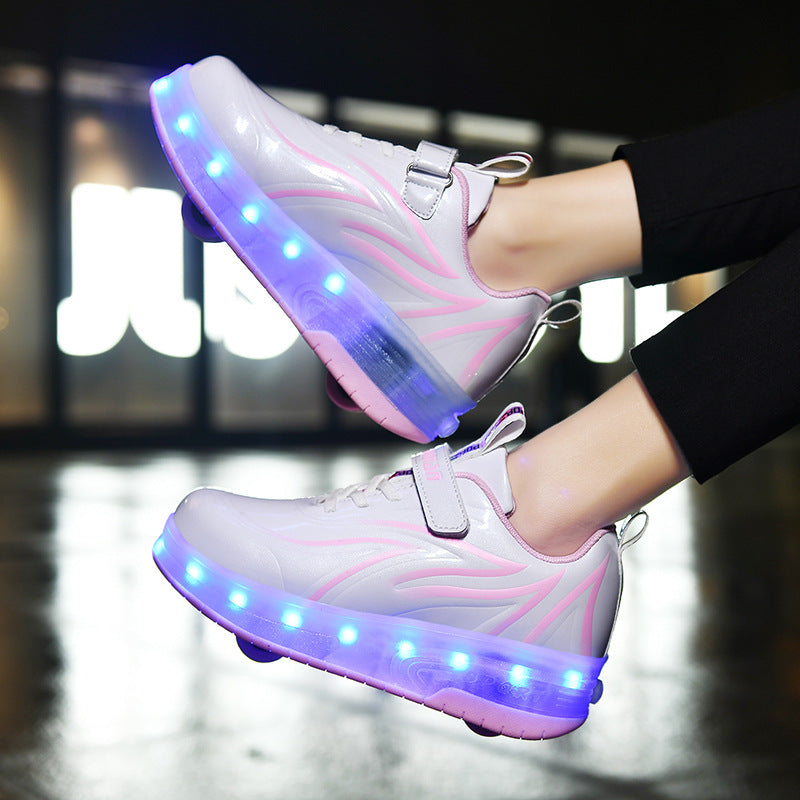 Skates boys and girls adult burst shoes single wheel LED colorful lights