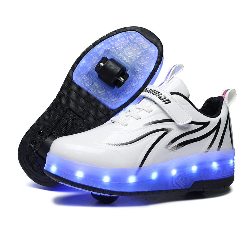 Skates boys and girls adult burst shoes single wheel LED colorful lights