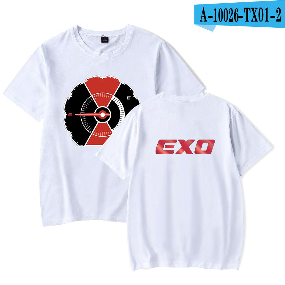 Korean version of the trendy EXO men's short-sleeved T-shirt