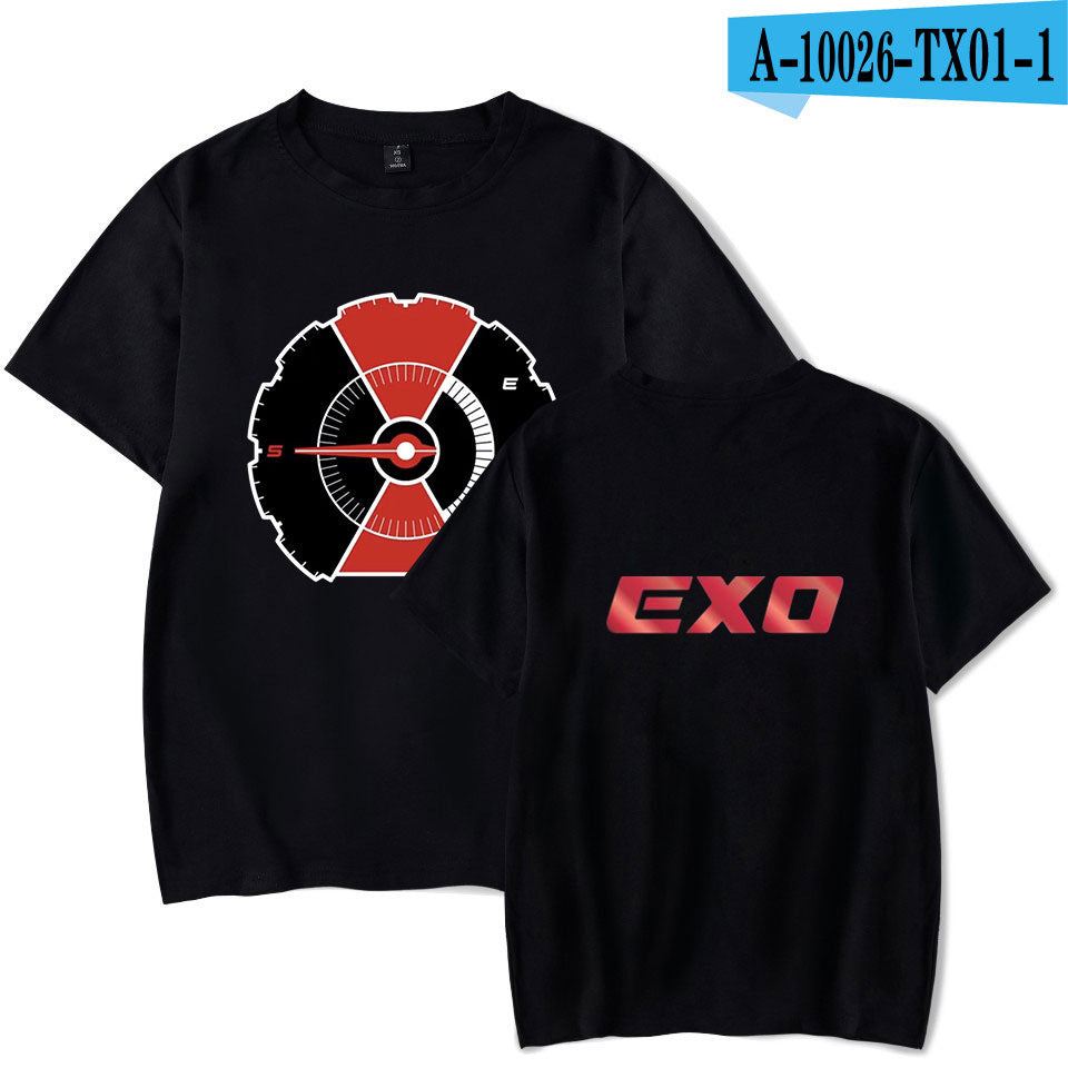 Korean version of the trendy EXO men's short-sleeved T-shirt