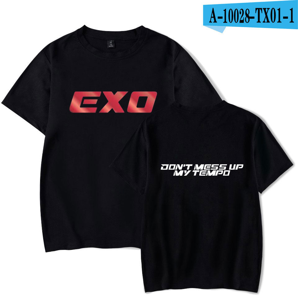 Korean version of the trendy EXO men's short-sleeved T-shirt