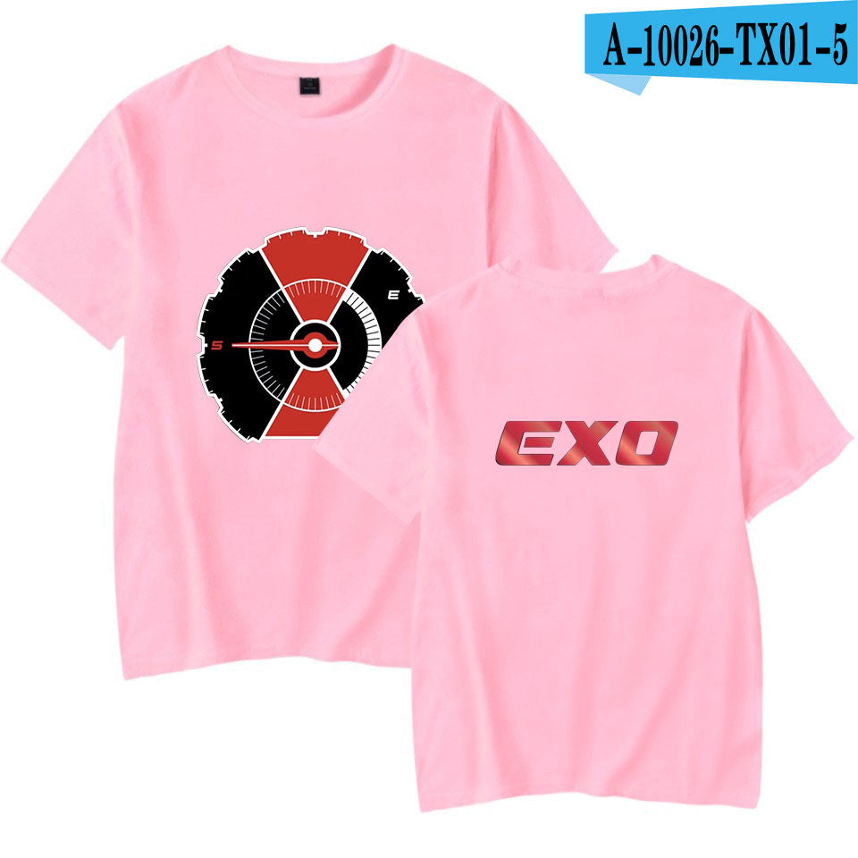 Korean version of the trendy EXO men's short-sleeved T-shirt