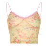 European and American sexy lace flower printed mesh camisole vest