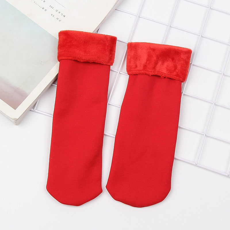 Socks women winter warm snow socks floor socks men and women adult socks plus velvet thickening straight snow boots socks