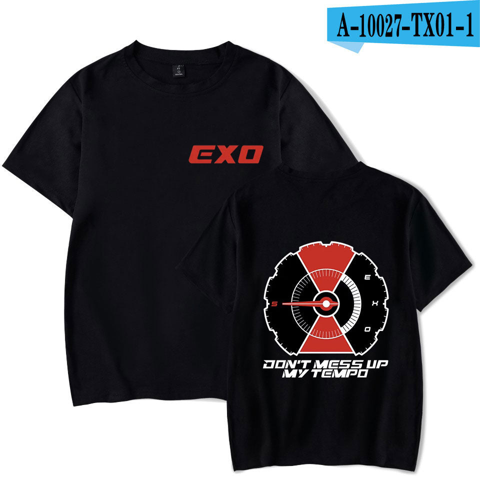 Korean version of the trendy EXO men's short-sleeved T-shirt